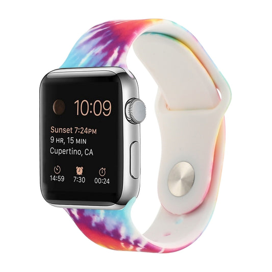 Silicone Painted Pattern Watch Band For Apple Watch Series 9&8&7 41mm / SE 3&SE 2&6&SE&5&4 40mm / 3&2&1 38mm(E) by buy2fix