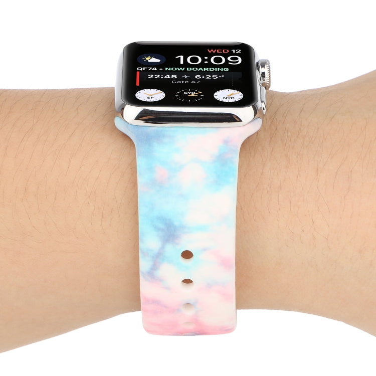 Silicone Painted Pattern Watch Band For Apple Watch Series 9&8&7 41mm / SE 3&SE 2&6&SE&5&4 40mm / 3&2&1 38mm(I) by buy2fix