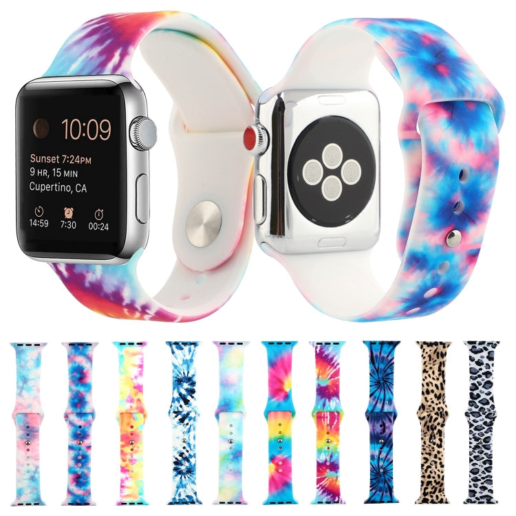 Silicone Painted Pattern Watch Band For Apple Watch Series 9&8&7 41mm / SE 3&SE 2&6&SE&5&4 40mm / 3&2&1 38mm(J) by buy2fix