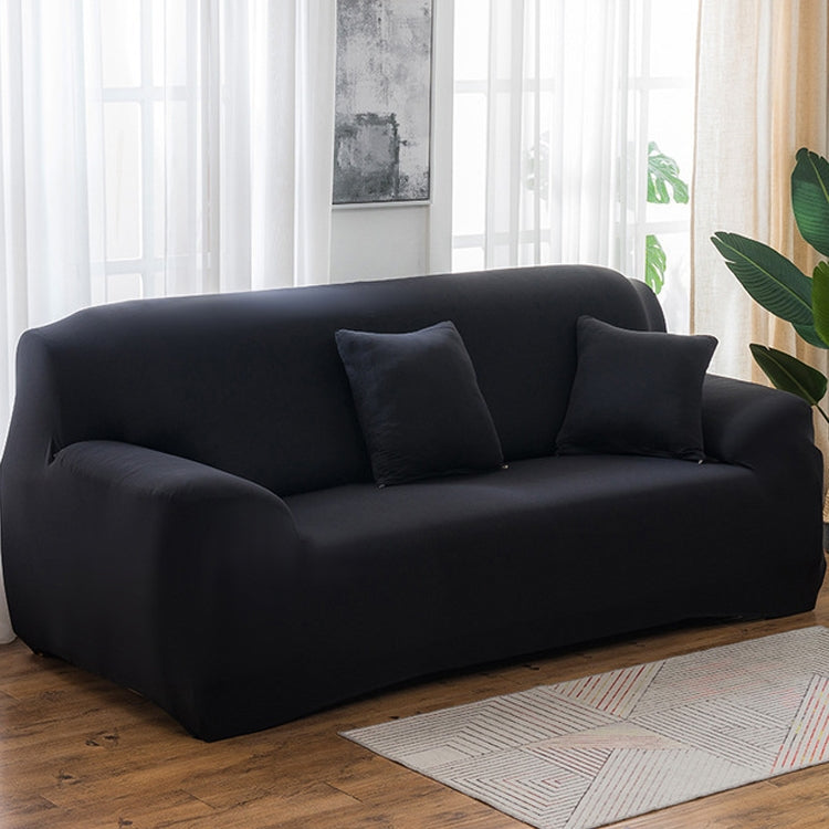 145-185cm Four Seasons Solid Color Elastic Full Coverage Non-slip Sofa Cover(Black) - Sofa Covers & Chair Covers by buy2fix | Online Shopping UK | buy2fix