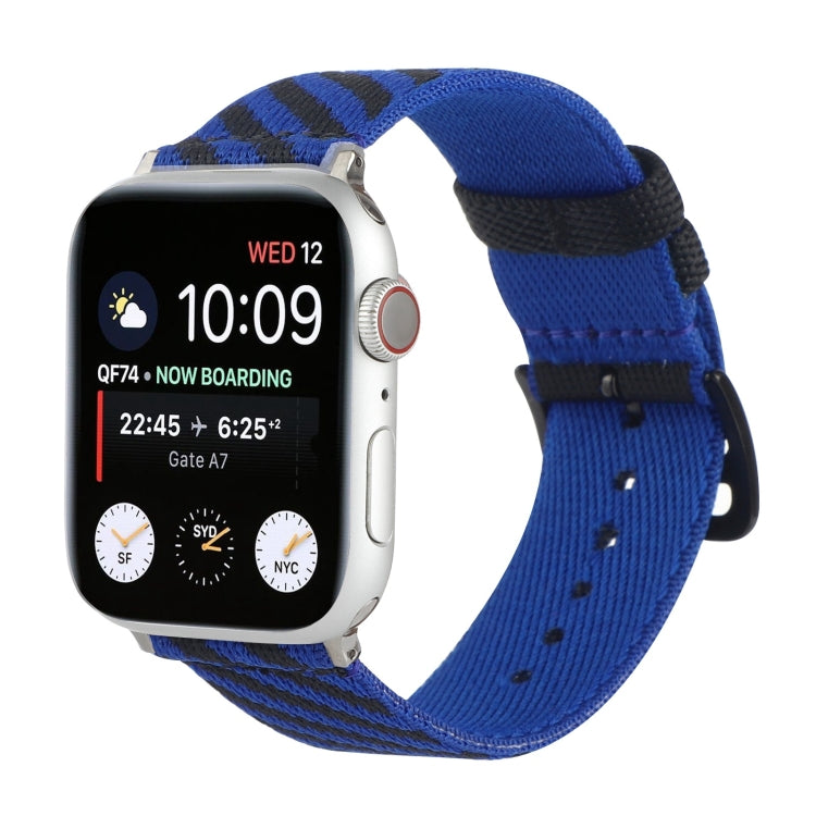 Nylon Single Loop Watch Band For Apple Watch Ultra 49mm&Watch Ultra 2 49mm / Series 9&8&7 45mm / SE 3&SE 2&6&SE&5&4 44mm / 3&2&1 42mm(Blue+Black) by buy2fix