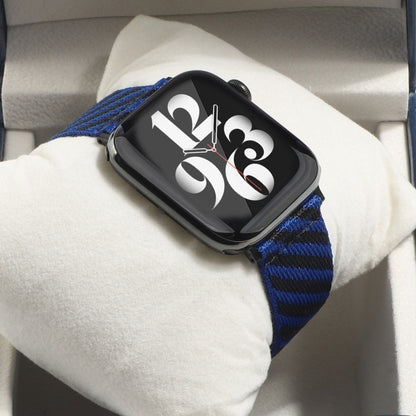 Nylon Single Loop Watch Band For Apple Watch Ultra 49mm&Watch Ultra 2 49mm / Series 9&8&7 45mm / SE 3&SE 2&6&SE&5&4 44mm / 3&2&1 42mm(Blue+Black) by buy2fix