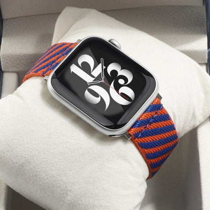 Nylon Single Loop Watch Band For Apple Watch Ultra 49mm&Watch Ultra 2 49mm / Series 9&8&7 45mm / SE 3&SE 2&6&SE&5&4 44mm / 3&2&1 42mm(Orange+Black) by buy2fix