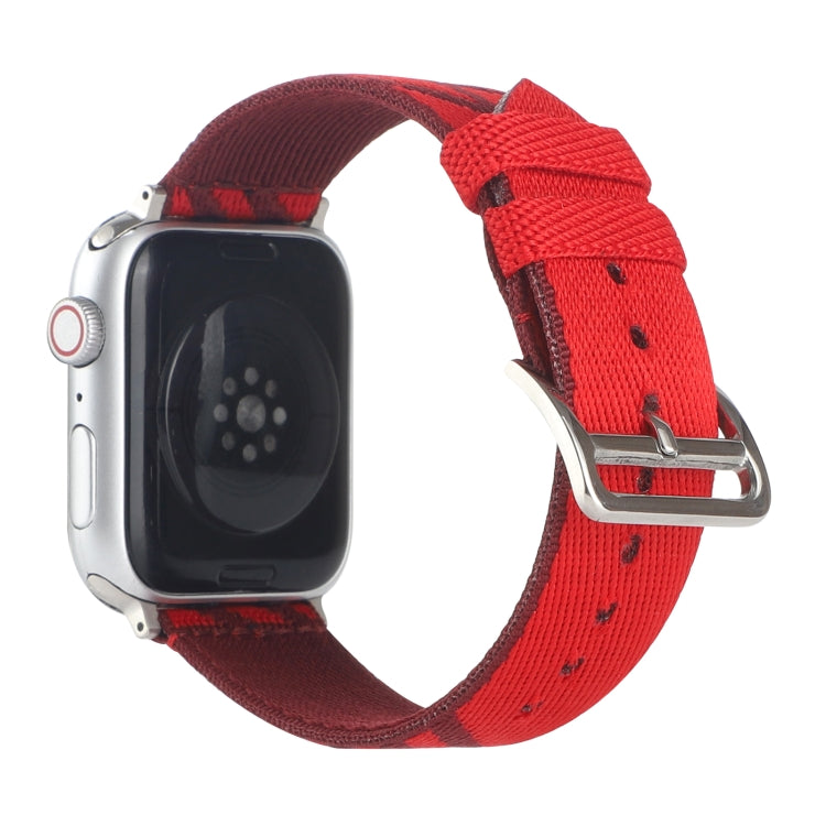 Nylon Single Loop Watch Band For Apple Watch Ultra 49mm&Watch Ultra 2 49mm / Series 9&8&7 45mm / SE 3&SE 2&6&SE&5&4 44mm / 3&2&1 42mm(Red+Dark Red) by buy2fix