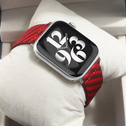 Nylon Single Loop Watch Band For Apple Watch Ultra 49mm&Watch Ultra 2 49mm / Series 9&8&7 45mm / SE 3&SE 2&6&SE&5&4 44mm / 3&2&1 42mm(Red+Dark Red) by buy2fix