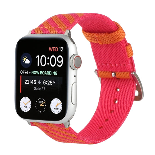 Nylon Single Loop Watch Band For Apple Watch Ultra 49mm&Watch Ultra 2 49mm / Series 9&8&7 45mm / SE 3&SE 2&6&SE&5&4 44mm / 3&2&1 42mm(Orange+Pink) by buy2fix