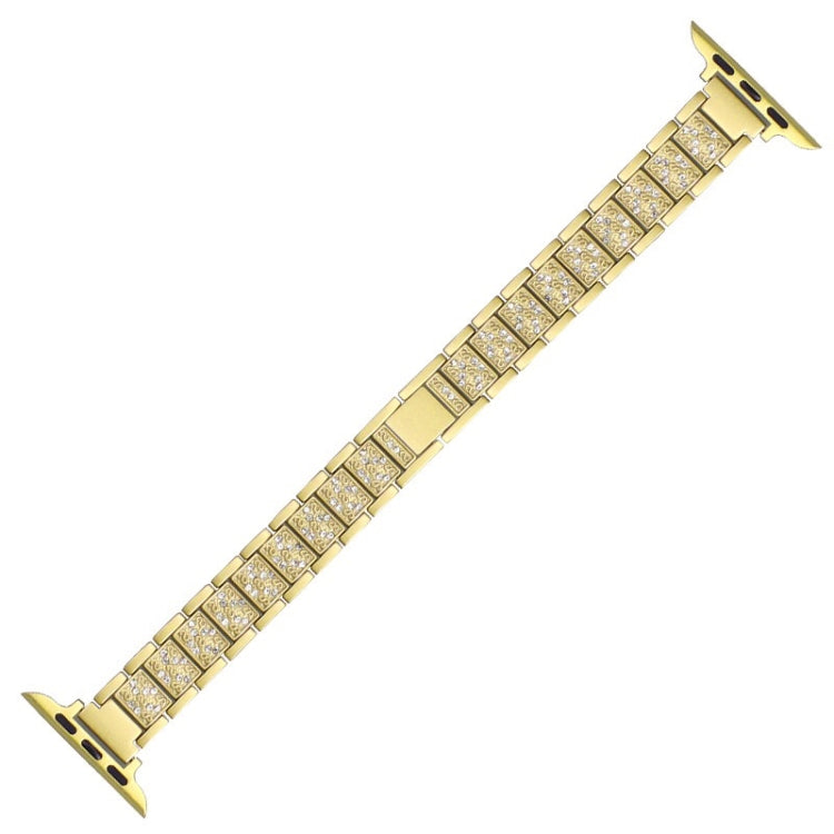 14mm Three-beads Diamond Aluminum Alloy Watch Band For Apple Watch Series 9&8&7 41mm / SE 3&SE 2&6&SE&5&4 40mm / 3&2&1 38mm(Gold) by buy2fix