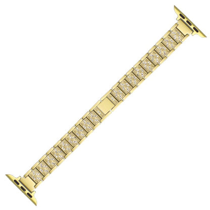 14mm Three-beads Diamond Aluminum Alloy Watch Band For Apple Watch Series 9&8&7 41mm / SE 3&SE 2&6&SE&5&4 40mm / 3&2&1 38mm(Gold) by buy2fix