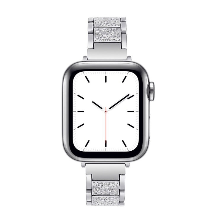 14mm Three-beads Diamond Aluminum Alloy Watch Band For Apple Watch Series 9&8&7 41mm / SE 3&SE 2&6&SE&5&4 40mm / 3&2&1 38mm(Silver) by buy2fix