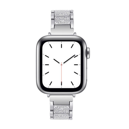 14mm Three-beads Diamond Aluminum Alloy Watch Band For Apple Watch Series 9&8&7 41mm / SE 3&SE 2&6&SE&5&4 40mm / 3&2&1 38mm(Silver) by buy2fix