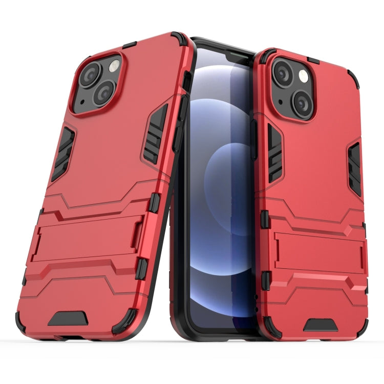 For iPhone 13 mini PC + TPU Shockproof Protective Case with Invisible Holder (Red) by buy2fix