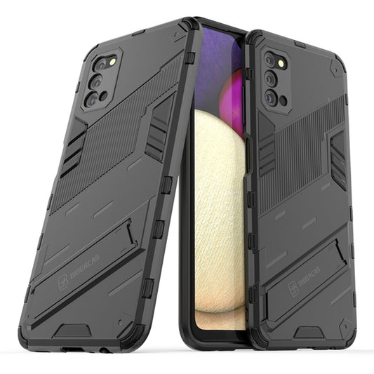 For Samsung Galaxy A03s EU Version Punk Armor 2 in 1 PC + TPU Shockproof Case with Invisible Holder(Black) by buy2fix