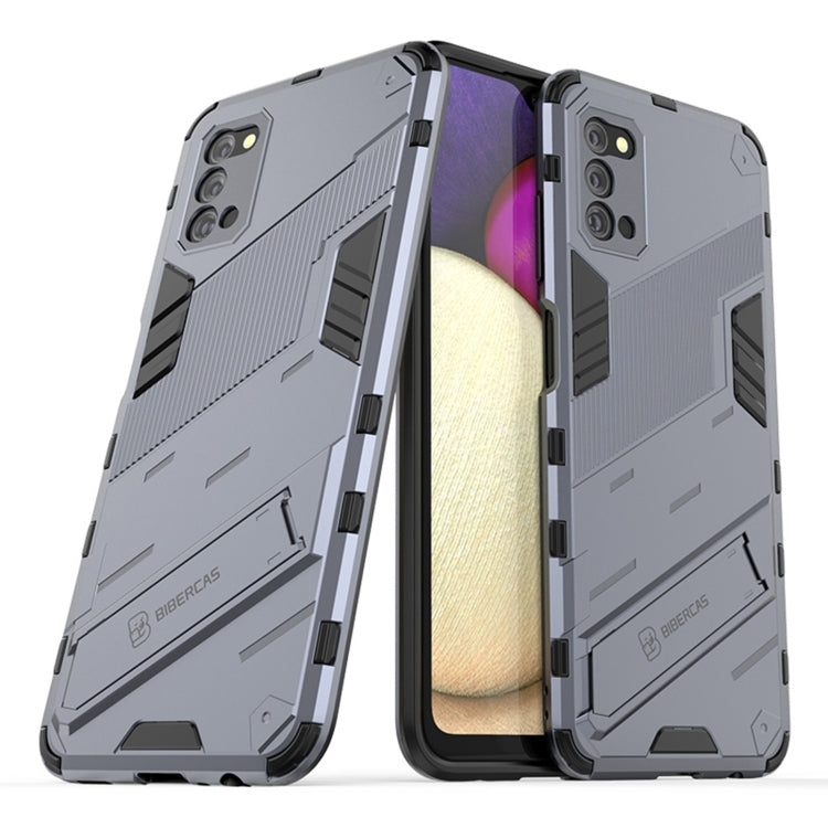 For Samsung Galaxy A03s EU Version Punk Armor 2 in 1 PC + TPU Shockproof Case with Invisible Holder(Grey) by buy2fix