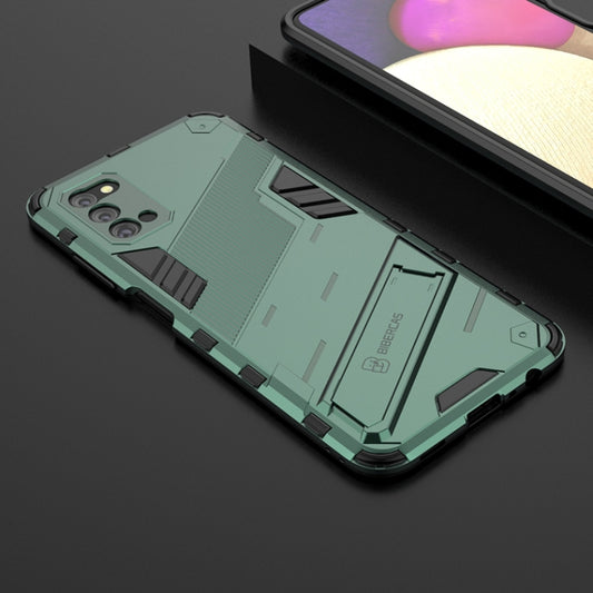 For Samsung Galaxy A03s EU Version Punk Armor 2 in 1 PC + TPU Shockproof Case with Invisible Holder(Green) by buy2fix