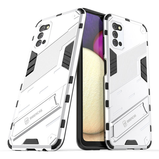 For Samsung Galaxy A03s EU Version Punk Armor 2 in 1 PC + TPU Shockproof Case with Invisible Holder(White)