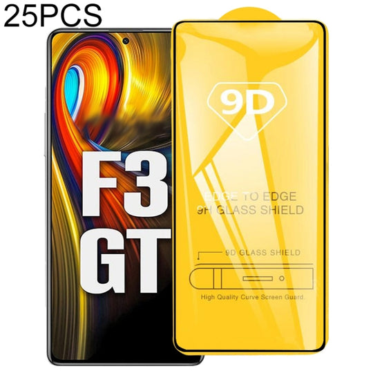 For Xiaomi Poco F3 GT / Poco F4 GT 25 PCS 9D Full Glue Full Screen Tempered Glass Film