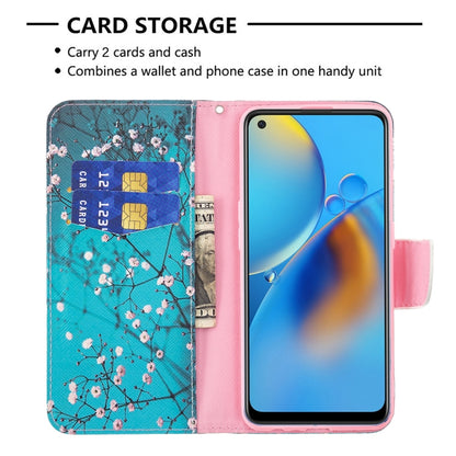 For OPPO A74 4G / F19 4G Colored Drawing Pattern Horizontal Flip Leather Case with Holder & Card Slots & Wallet(Plum Blossom) by buy2fix