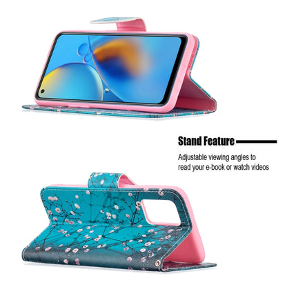 For OPPO A74 4G / F19 4G Colored Drawing Pattern Horizontal Flip Leather Case with Holder & Card Slots & Wallet(Plum Blossom) by buy2fix