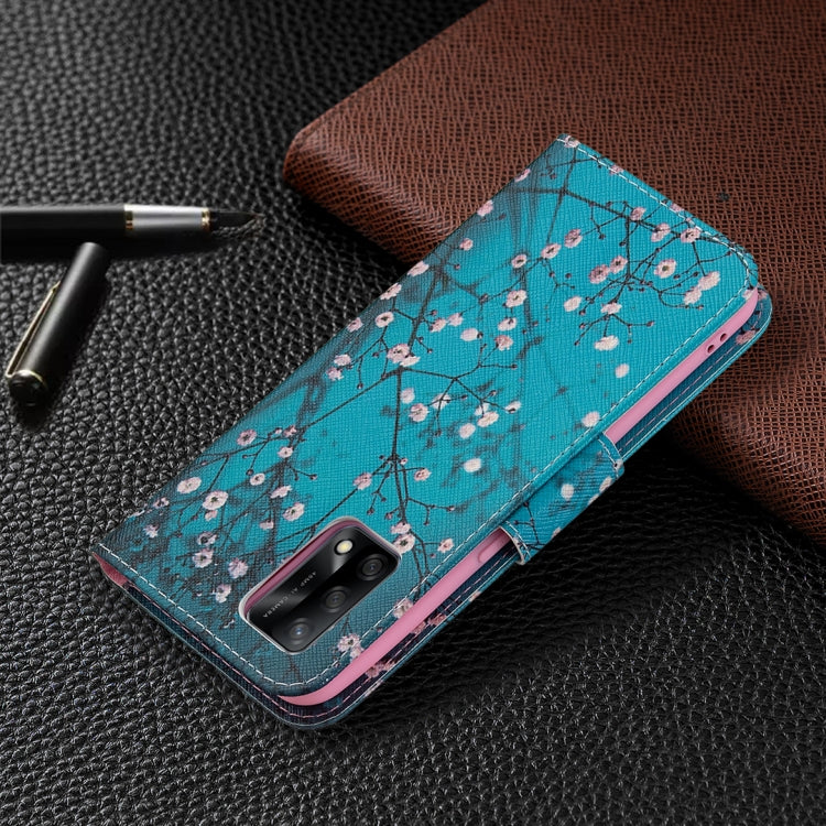 For OPPO A74 4G / F19 4G Colored Drawing Pattern Horizontal Flip Leather Case with Holder & Card Slots & Wallet(Plum Blossom) by buy2fix