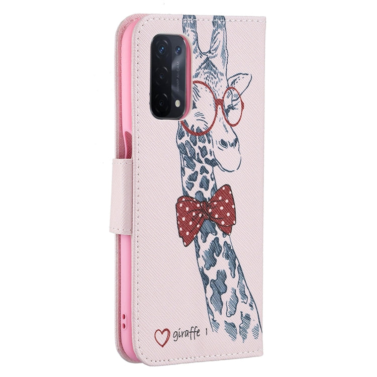 For OPPO A74 / A93 / A54 5G Colored Drawing Pattern Horizontal Flip Leather Case with Holder & Card Slots & Wallet(Deer) by buy2fix