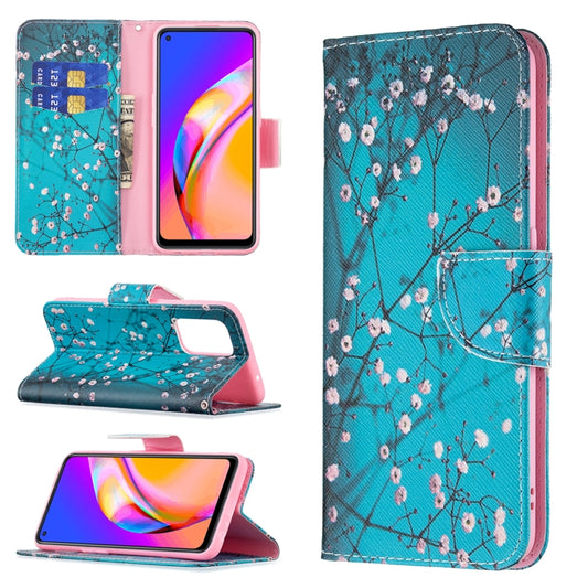 For OPPO A94 5G / Reno5 Z 5G / F19 Pro+ Colored Drawing Pattern Horizontal Flip Leather Case with Holder & Card Slots & Wallet(Plum Blossom) by buy2fix