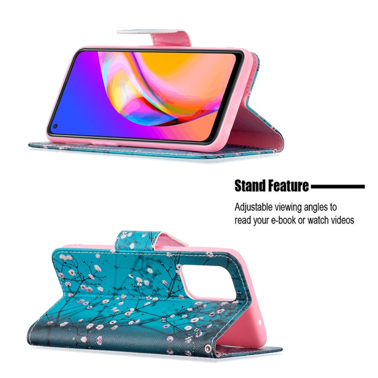 For OPPO A94 5G / Reno5 Z 5G / F19 Pro+ Colored Drawing Pattern Horizontal Flip Leather Case with Holder & Card Slots & Wallet(Plum Blossom) by buy2fix
