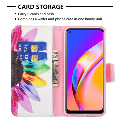 For OPPO A94 5G / Reno5 Z 5G / F19 Pro+ Colored Drawing Pattern Horizontal Flip Leather Case with Holder & Card Slots & Wallet(Sun Flower) by buy2fix