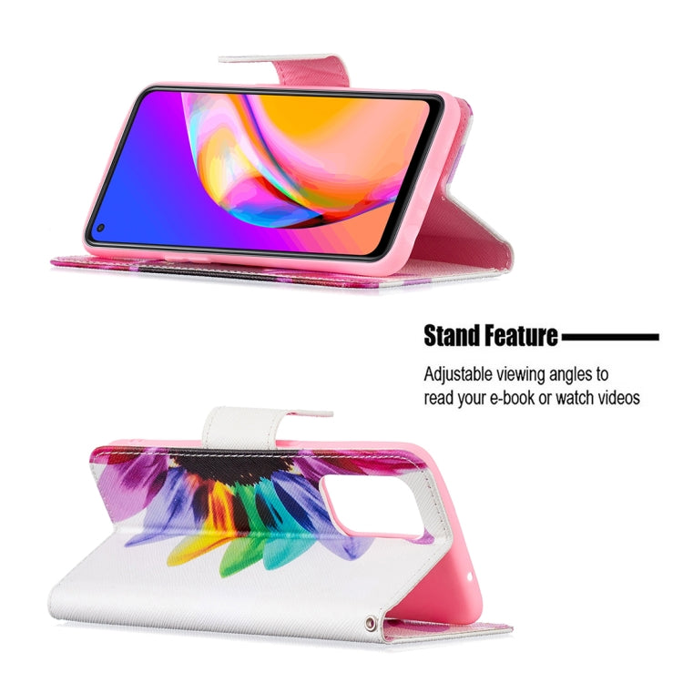 For OPPO A94 5G / Reno5 Z 5G / F19 Pro+ Colored Drawing Pattern Horizontal Flip Leather Case with Holder & Card Slots & Wallet(Sun Flower) by buy2fix
