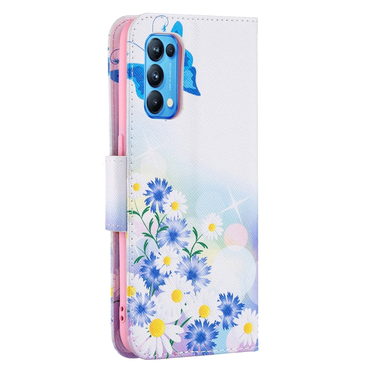 For OPPO Reno5 Colored Drawing Pattern Horizontal Flip Leather Case with Holder & Card Slots & Wallet(Butterfly Love) by buy2fix