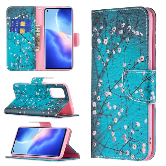 For OPPO Reno5 Colored Drawing Pattern Horizontal Flip Leather Case with Holder & Card Slots & Wallet(Plum Blossom) by buy2fix