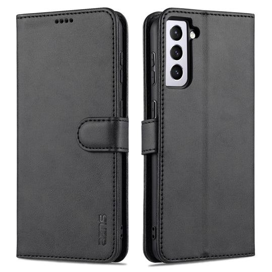 For Samsung Galaxy S21 5G AZNS Skin Feel Calf Texture Horizontal Flip Leather Case with Card Slots & Holder & Wallet(Black)