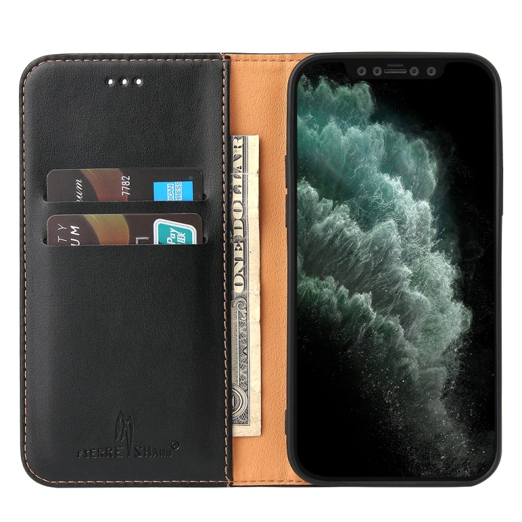 For iPhone 13 mini Fierre Shann PU Leather Texture Horizontal Flip Leather Case with Holder & Card Slots & Wallet (Black) by FIERRE SHANN