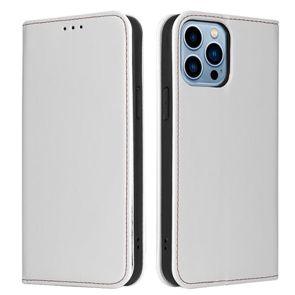 For iPhone 13 Pro Max Fierre Shann PU Leather Texture Horizontal Flip Leather Case with Holder & Card Slots & Wallet  (White) - iPhone 13 Pro Max Cases by FIERRE SHANN | Online Shopping UK | buy2fix