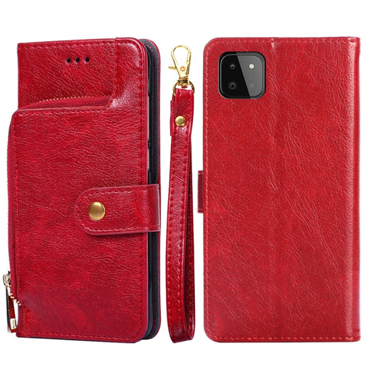 For Samsung Galaxy A22 4G Zipper Bag PU + TPU Horizontal Flip Leather Case with Holder & Card Slot & Wallet & Lanyard(Red) by buy2fix