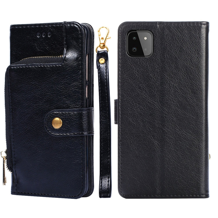 For Samsung Galaxy A22 5G Zipper Bag PU + TPU Horizontal Flip Leather Case with Holder & Card Slot & Wallet & Lanyard(Black) by buy2fix