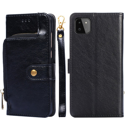For Samsung Galaxy A22 5G Zipper Bag PU + TPU Horizontal Flip Leather Case with Holder & Card Slot & Wallet & Lanyard(Black) by buy2fix