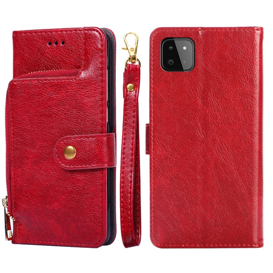 For Samsung Galaxy A22 5G Zipper Bag PU + TPU Horizontal Flip Leather Case with Holder & Card Slot & Wallet & Lanyard(Red) by buy2fix