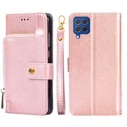 For Samsung Galaxy F62 / M62 Zipper Bag PU + TPU Horizontal Flip Leather Case with Holder & Card Slot & Wallet & Lanyard(Rose Gold) by buy2fix