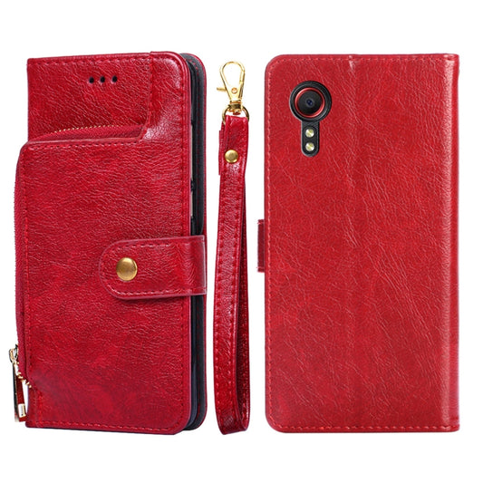 For Samsung Galaxy Xcover 5 Zipper Bag PU + TPU Horizontal Flip Leather Case with Holder & Card Slot & Wallet & Lanyard(Red) by buy2fix