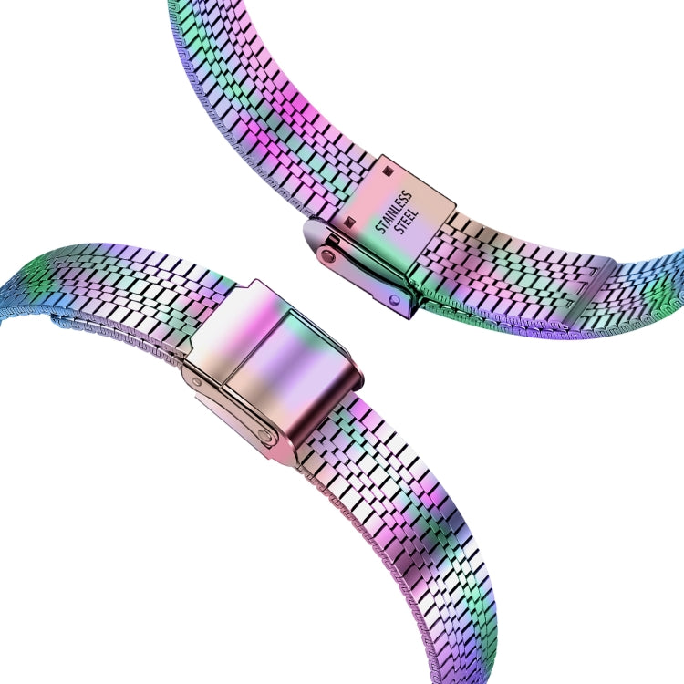 14mm Seven-beads Double Safety Buckle Slim Steel Watch Band For Apple Watch Ultra 49mm&Watch Ultra 2 49mm / Series 9&8&7 45mm / SE 3&SE 2&6&SE&5&4 44mm / 3&2&1 42mm(Colorful) by buy2fix