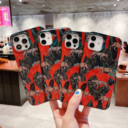 For iPhone 12 / 12 Pro Natural Scenery Pattern TPU Protective Case(Jungle Tiger) by buy2fix