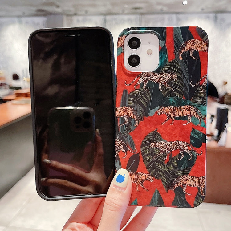 For iPhone 12 / 12 Pro Natural Scenery Pattern TPU Protective Case(Jungle Tiger) by buy2fix