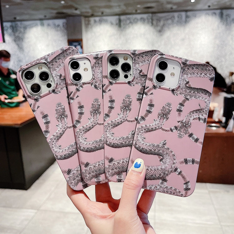 For iPhone 12 / 12 Pro Natural Scenery Pattern TPU Protective Case(Pink Snake) by buy2fix