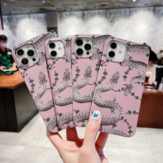 For iPhone 12 / 12 Pro Natural Scenery Pattern TPU Protective Case(Pink Snake) by buy2fix