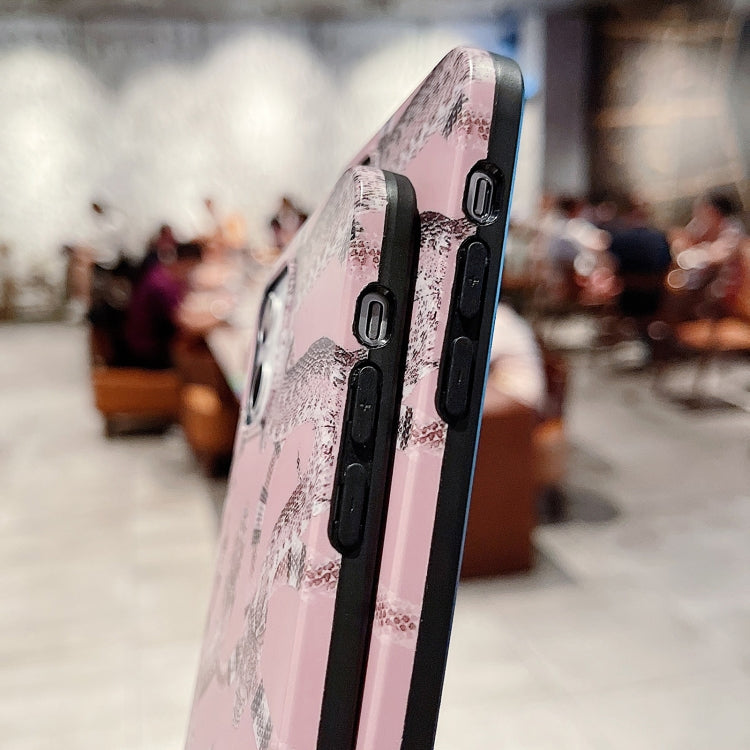 For iPhone 12 / 12 Pro Natural Scenery Pattern TPU Protective Case(Pink Snake) by buy2fix