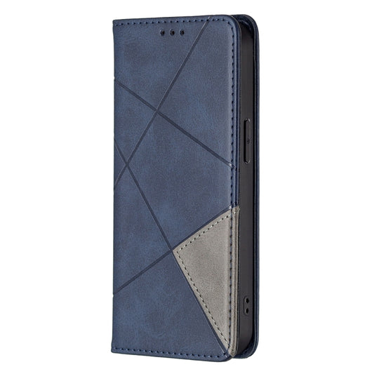 For iPhone 13 mini Rhombus Texture Horizontal Flip Magnetic Leather Case with Holder & Card Slots (Blue) by buy2fix
