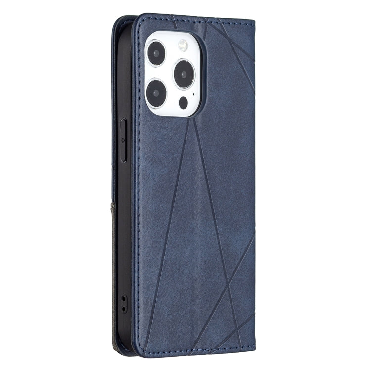 For iPhone 13 mini Rhombus Texture Horizontal Flip Magnetic Leather Case with Holder & Card Slots (Blue) by buy2fix
