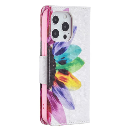 For iPhone 13 Colored Drawing Pattern Horizontal Flip Leather Case with Holder & Card Slots & Wallet(Sunflower) - iPhone 13 Cases by buy2fix | Online Shopping UK | buy2fix