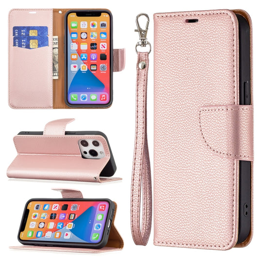 For iPhone 13 mini Litchi Texture Pure Color Horizontal Flip Leather Case with Holder & Card Slots & Wallet & Lanyard (Rose Gold) by buy2fix