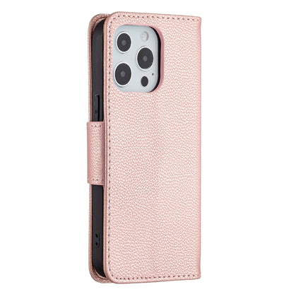 For iPhone 13 mini Litchi Texture Pure Color Horizontal Flip Leather Case with Holder & Card Slots & Wallet & Lanyard (Rose Gold) by buy2fix